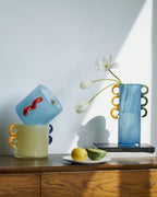 Handblown Whimsical Cylinder Vase - Eclectic Table Setting Centrepiece