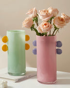 Handblown Whimsical Cylinder Vase - Eclectic Table Setting Centrepiece