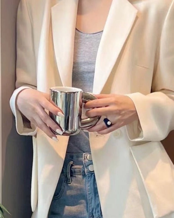 Handcrafted Ceramic Chubby Mugs with Big Twisted Handle - Unique
