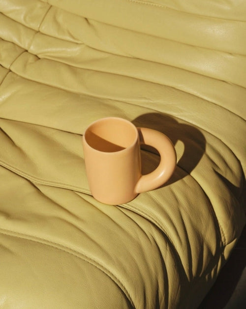 Handcrafted Ceramic Chubby Mugs with Big Twisted Handle - Unique
