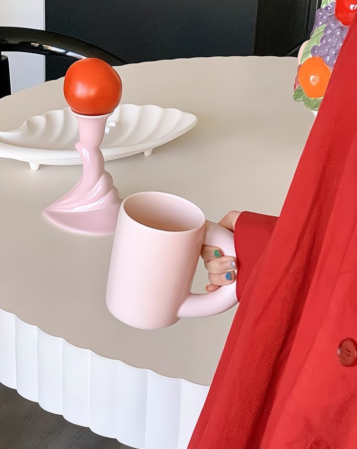 Handcrafted Ceramic Chubby Mugs with Big Twisted Handle - Unique