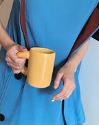 Handcrafted Ceramic Chubby Mugs with Big Twisted Handle - Unique