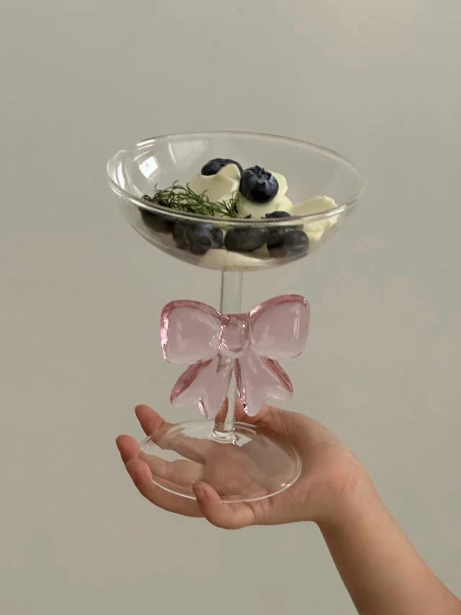 Handmade Cute Whimsical Bow Cocktail Coupe Set of 2, Elegant Wine