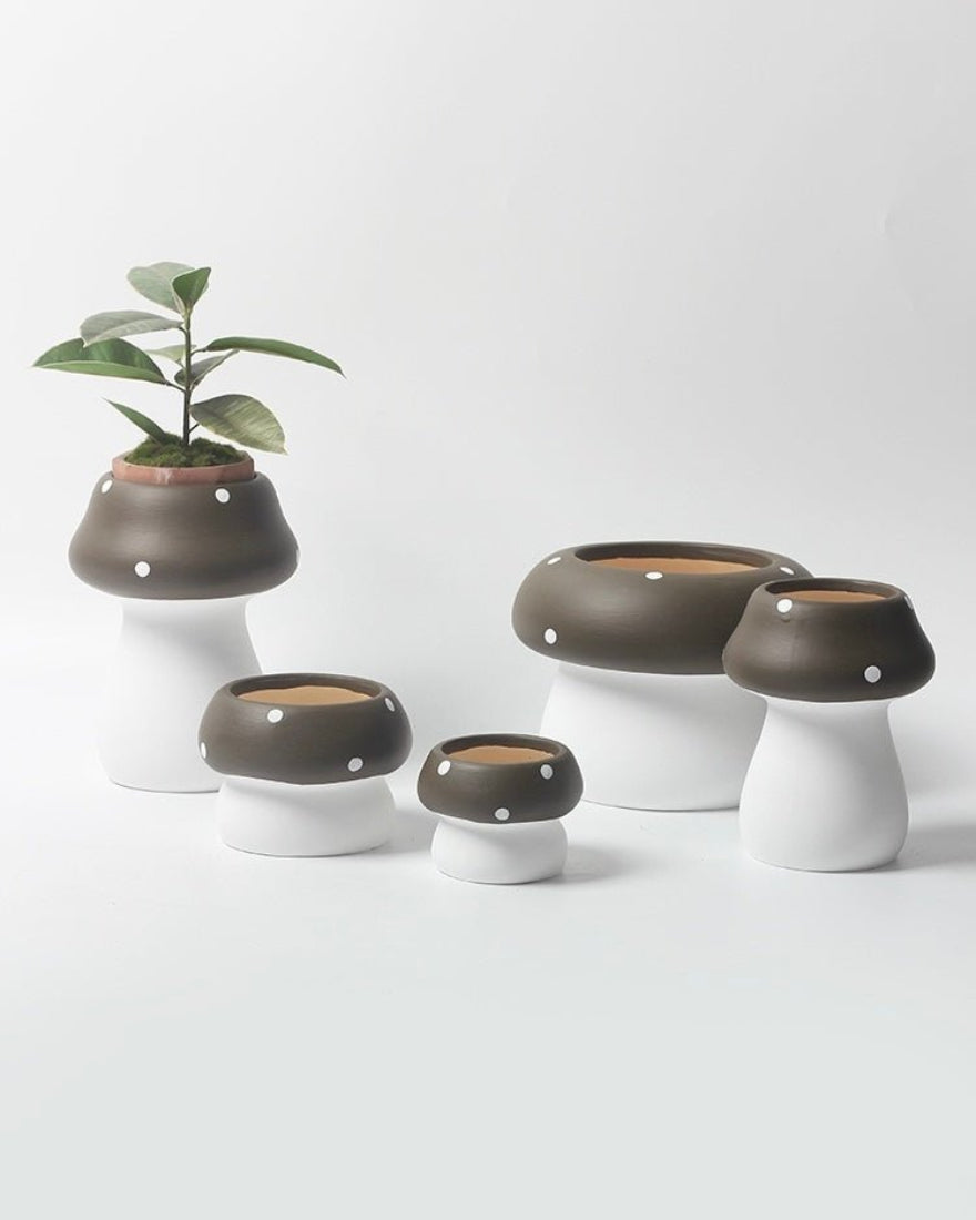 Handmade Cute Whimsical Ceramic Mushrrom Plant Flower Pot for Indoor /