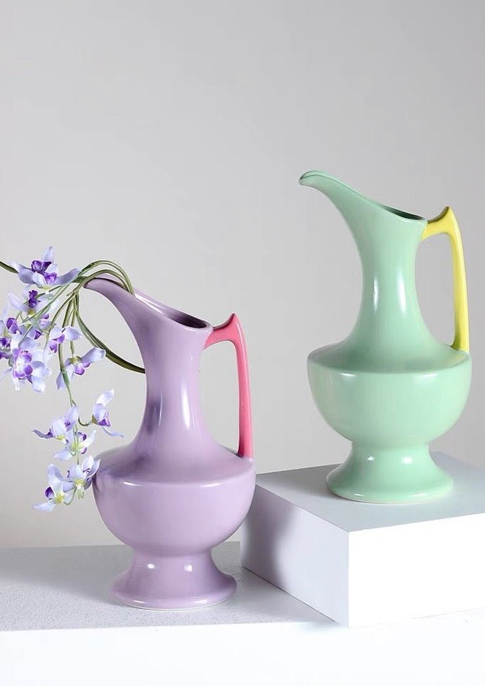 Handmade Medieval Style Ceramic Decorative Flower Vase - Glazed With