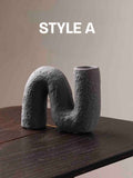 Handmade Wabi Sabi Abstract Pottery Vase, Crude Rustic Decorative