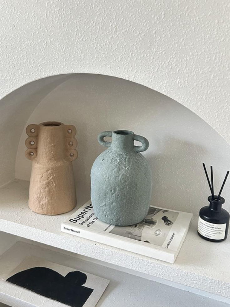 Handmade Wabi Sabi Abstract Pottery Vase, Crude Rustic Decorative