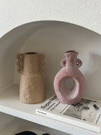 Handmade Wabi Sabi Abstract Pottery Vase, Crude Rustic Decorative