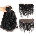 10A Grade 3/4 Kinky Curly Human Hair bundles with 4x4 Closures & 13x4