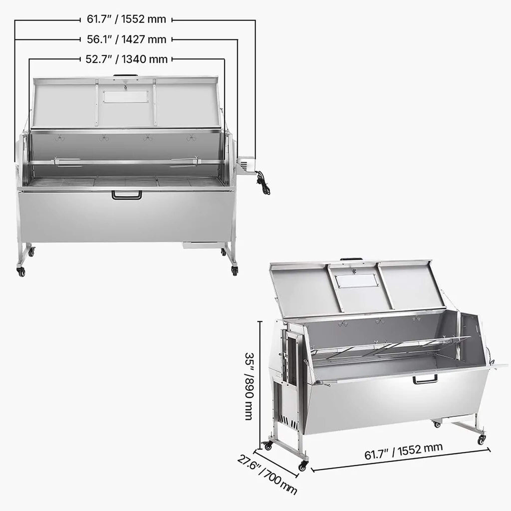 Heavy-Duty 52W Spit Roaster Rotisserie BBQ Grill For Pig, Lamb And Chicken (SAK59286)