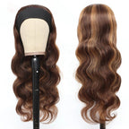 Piano Highlight Headband Body Wave Glueless Human Hair Wigs Virgin Hai