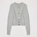 "Hokkaido Weaving Love" wool blend crew neck cardigan top