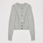 "Hokkaido Weaving Love" wool blend crew neck cardigan top