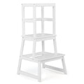 2-in-1 Multifunctional Toddler Step Stool with Safety Rail-White