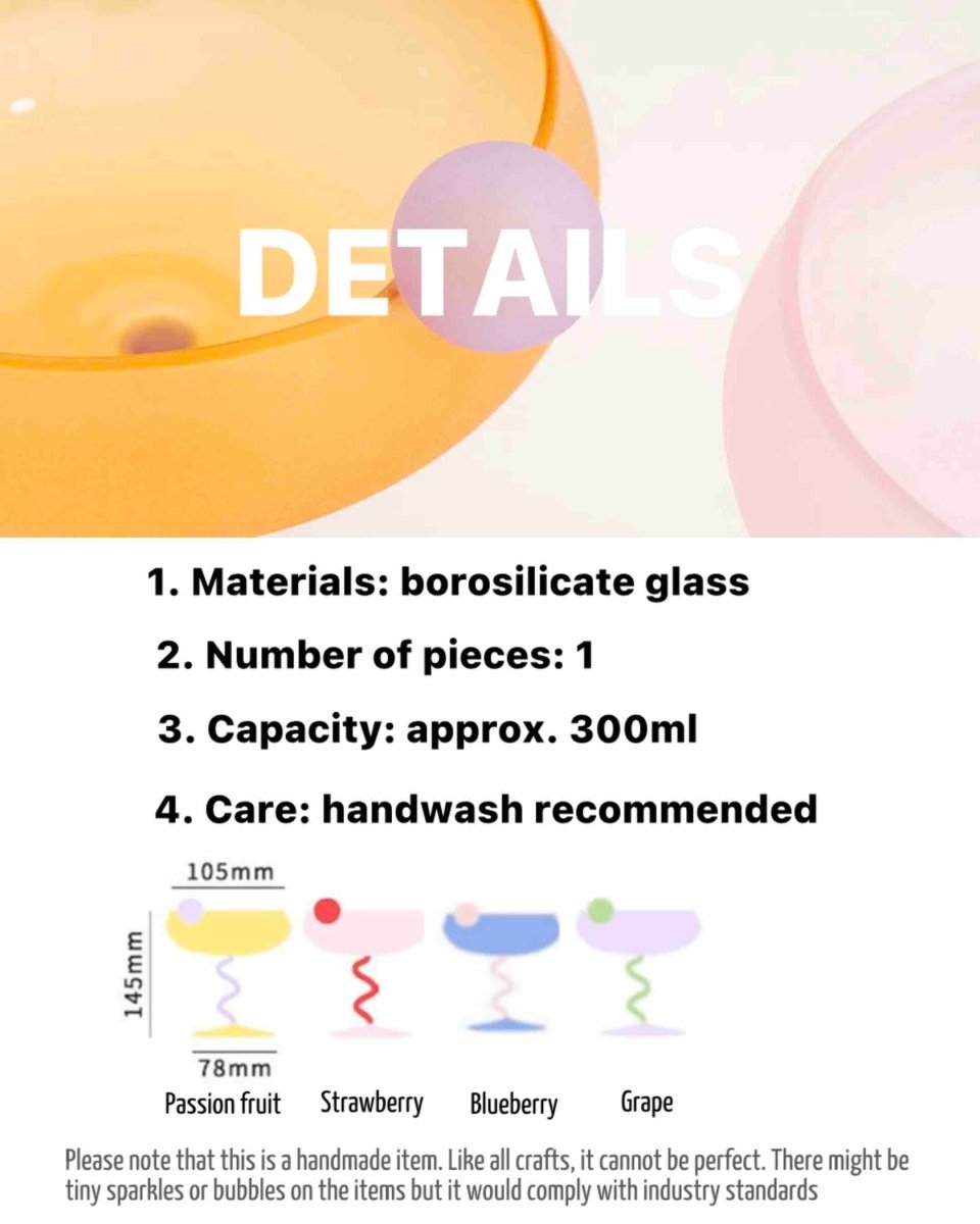 Jelly Bean Wine Glass Set - Whimsical Eclectic Dopamine Cocktail Coupe