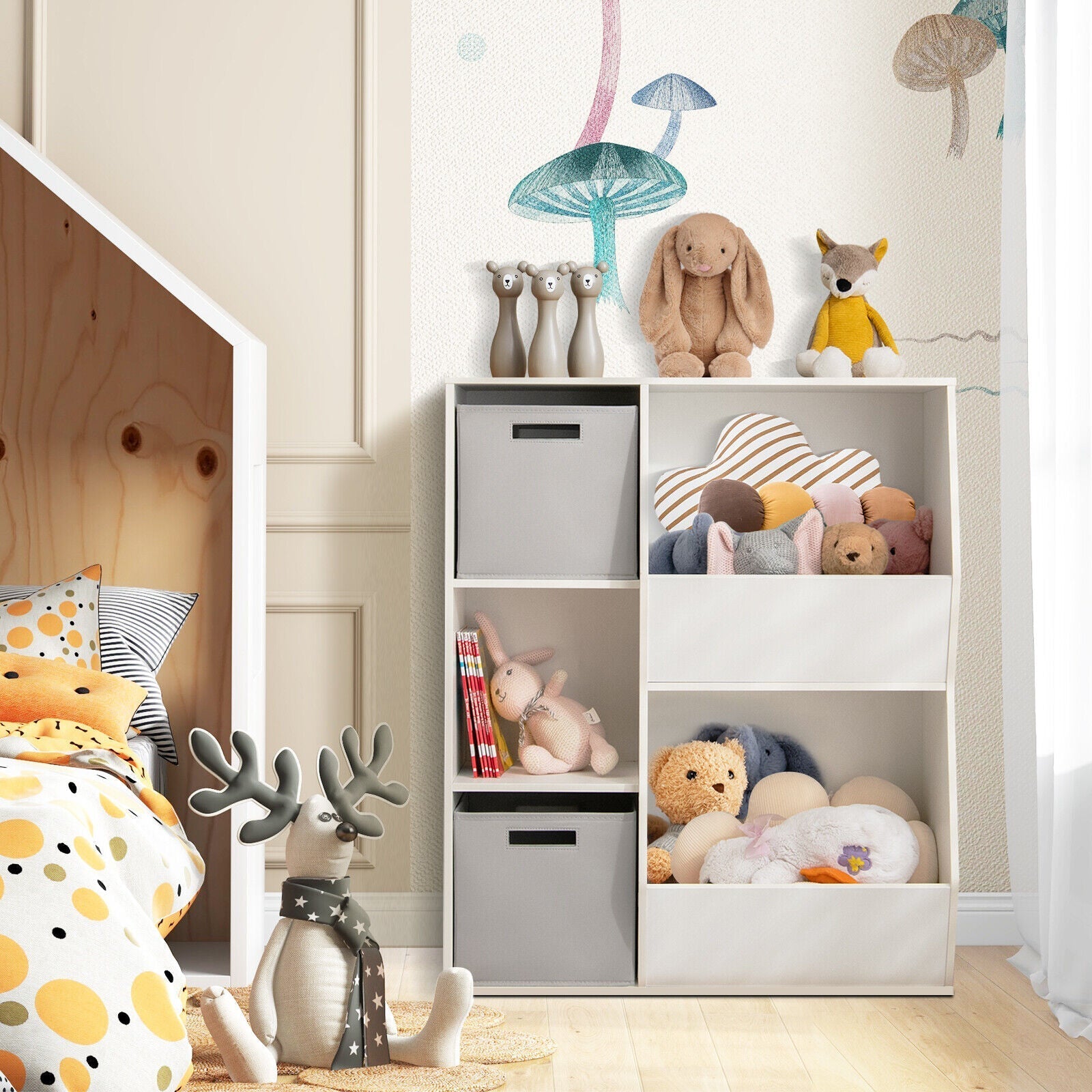 Kids Toy Storage Cabinet with Shelves-White