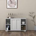 Kitchen Storage Cupboard Cabinet with Sliding Door-Antique White