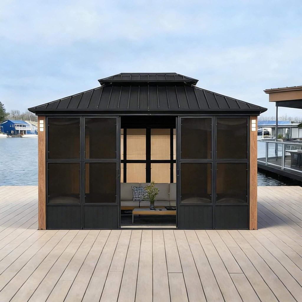 Alora Luxury Heavy-Duty Hardtop Sunroom With Aluminum Frame And LED Lights (SAK79102)