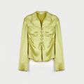 "Mercerized Spring Shadow" Acetate Shirt Women's Hollow String Pleated