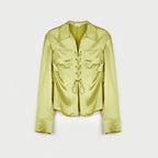 "Mercerized Spring Shadow" Acetate Shirt Women's Hollow String Pleated