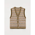 "Nice Weekend" striped mixed woven V-neck early spring layered knitted