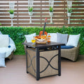 25 Inch 40000 BTU Propane Fire Pit Table with Lid and Fire Glass