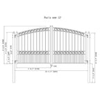 [12-18FT] Heavy-Duty Paris-Style Steel Premium Dual-Swing Driveway Gate (SAK97031)