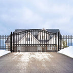 [12-18FT] Heavy-Duty Paris-Style Galvanized Steel Single-Swing Driveway Gate (SAK78643)