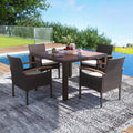 Patio Dining Chairs Set of 2/4 with Acacia Wood Armrest and Heavy Duty Metal Frame-2 Pieces