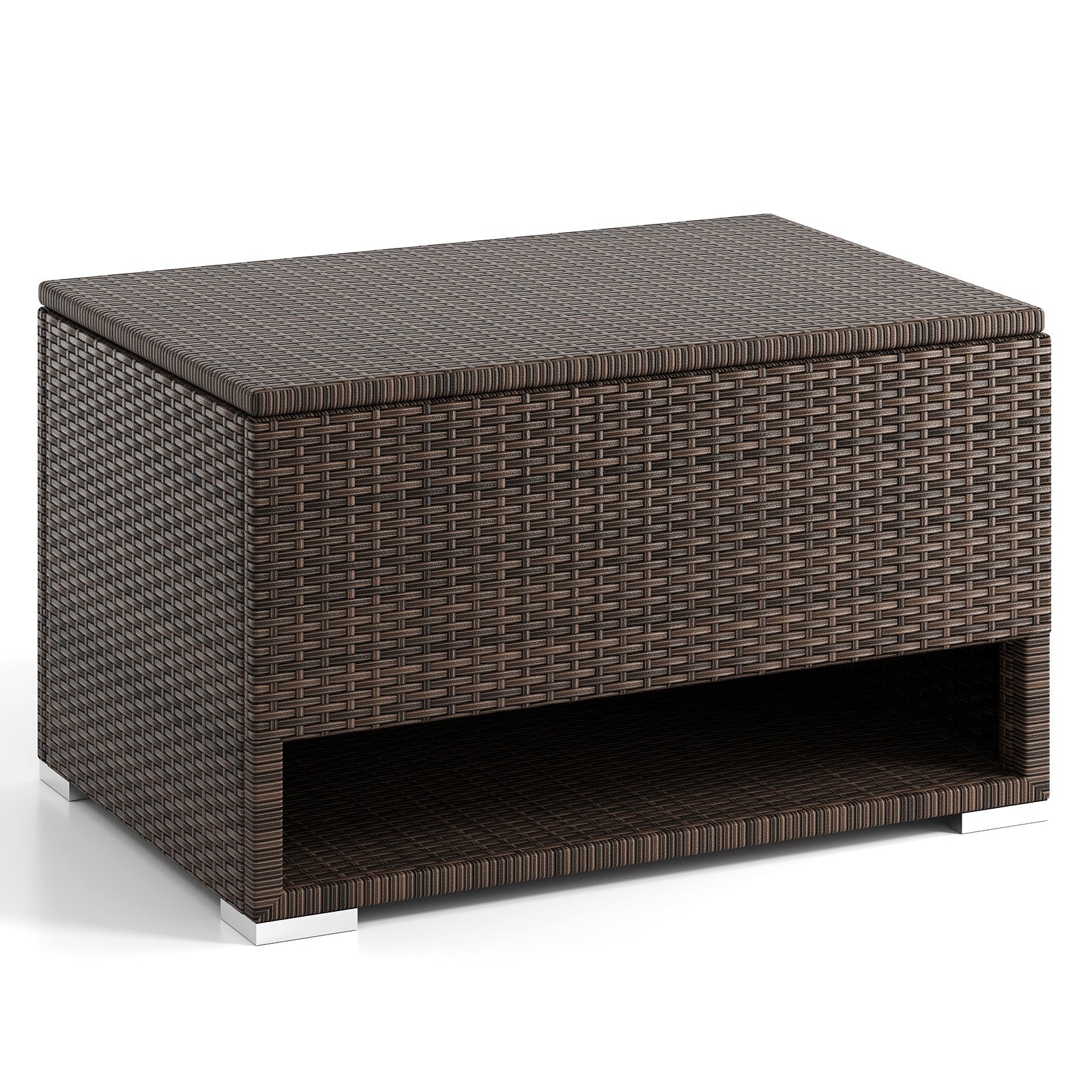 PE Rattan Storage Bin with Waterproof Liner for Patio Cushions