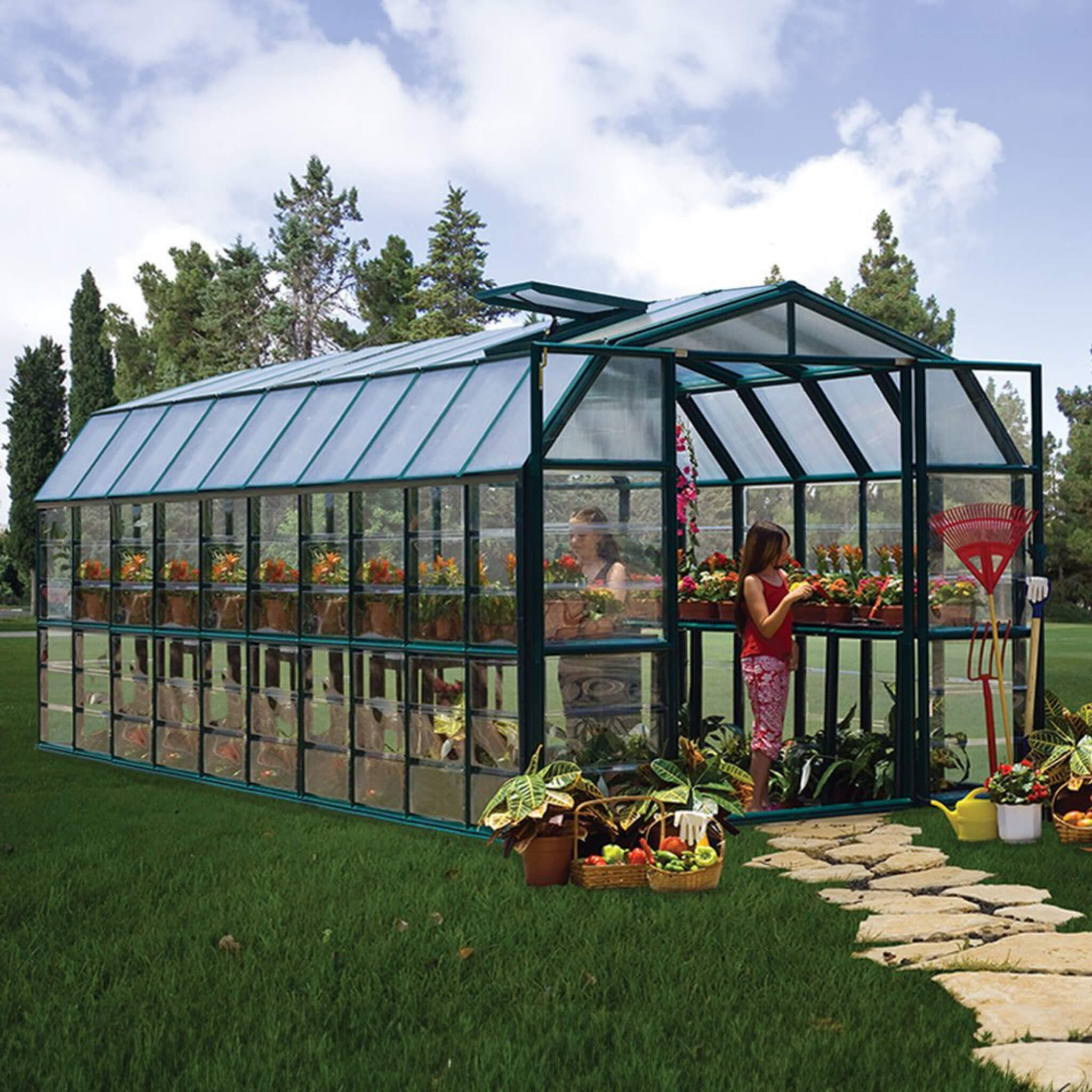 [08X20FT] Extra Large Barn-Style Weatherproof Walk-In Greenhouse With Roof Vents (SAK85716)