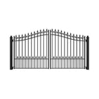 [12-18FT] Heavy-Duty Prague-Style Powder-Coated Galvanized Steel Dual Swing Driveway Gate (SAK48530)
