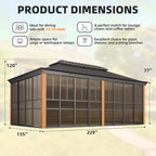 Alora Premium All-Season Outdoor Wood Grain Sunroom With Sliding Doors And Double Top Roof (SAK58317)