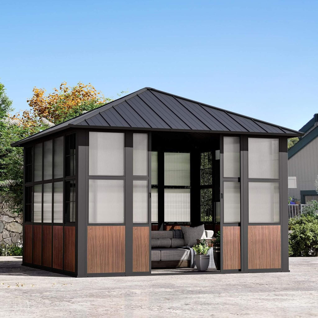 Alora Premium Hardtop Aluminum Sunroom Solarium With TV Mount And Sliding Doors (SAK60439)