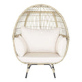 Premium Oversized Rattan Patio Egg Lounge Chair Basket With Cushions, 57" (SAK91684)