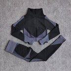 Seamless Yoga Sets Women Fitness Gym Clothing Long Sleeve Shirts High