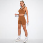 2PCS Women Yoga Set Gym Set Sexy Bra Seamless Sports Shorts Workout