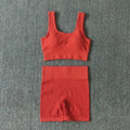 2PCS Women Yoga Set Gym Set Sexy Bra Seamless Sports Shorts Workout
