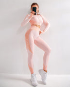 Seamless Yoga Sets Women Fitness Gym Clothing Long Sleeve Shirts High