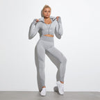 Seamless Yoga Sets Women Fitness Gym Clothing Long Sleeve Shirts High
