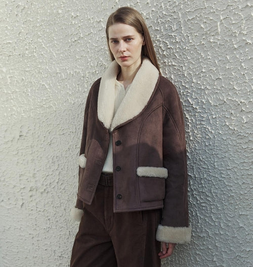 "Pure Era" imported high-quality lamb contrast color fruit collar