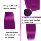Purple 10A Grade Silver #1B/ purple  3/4 Straight BUNDLES with CLOSURE
