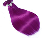 Purple 10A Grade Silver #1B/ purple  3/4 Straight BUNDLES with CLOSURE