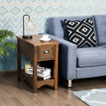 Contemporary Chair Side End Table Compact Table with Drawer Nightstand-Yellow