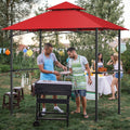 8 x 5 Feet Outdoor Barbecue Grill Gazebo Canopy Tent BBQ Shelter-Wine
