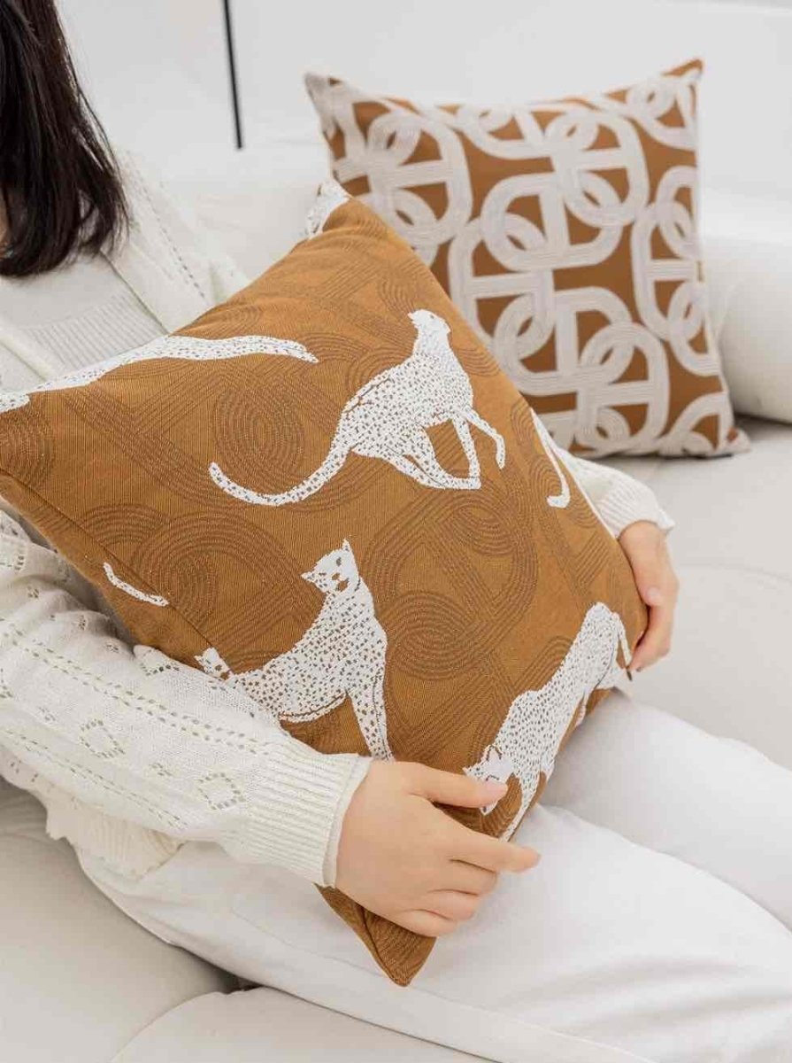 Safari Decorative Terracotta Throw Pillowcase, Earthy Tone Modern Fall