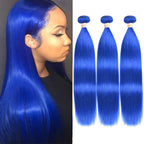 10A Grade Brazilian Blue Straight BUNDLES with CLOSURES & FRONTALS #1B