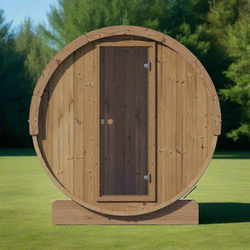 SaunaLife Model E8 Ergo Series 6-Person Outdoor Thermo-Spruce Sauna Barrel [SL-MODELE8] (SAK31809)