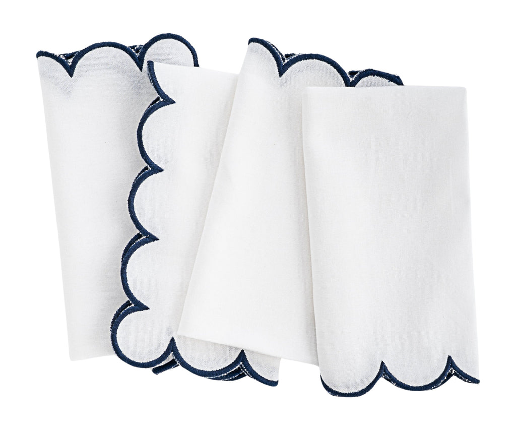 Navy Scalloped Edge Napkins  LongWave