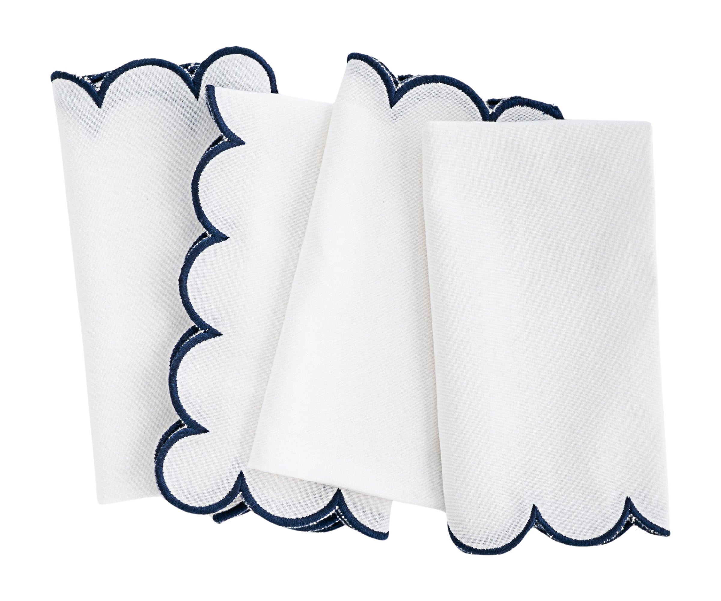 Navy Scalloped Edge Napkins  LongWave